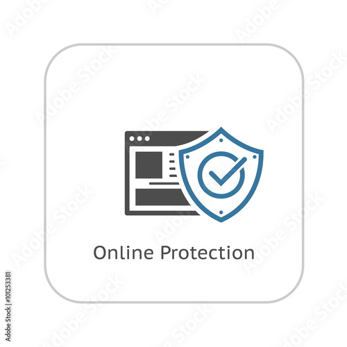 Online Protection Icon. Flat Design.