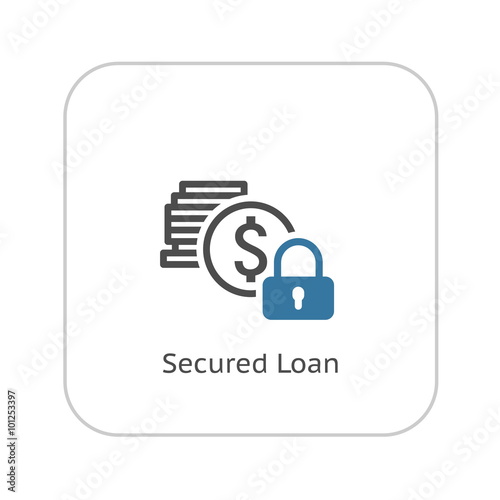 Secured Loan Icon. Flat Design.