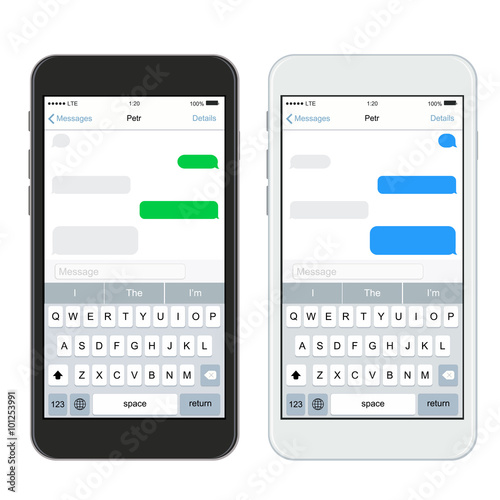 modern realistic smartphones on white