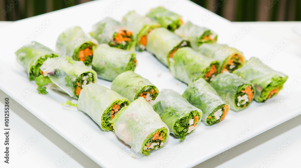 vegetables and soy bean cake in noodle tube, southeast asian sty