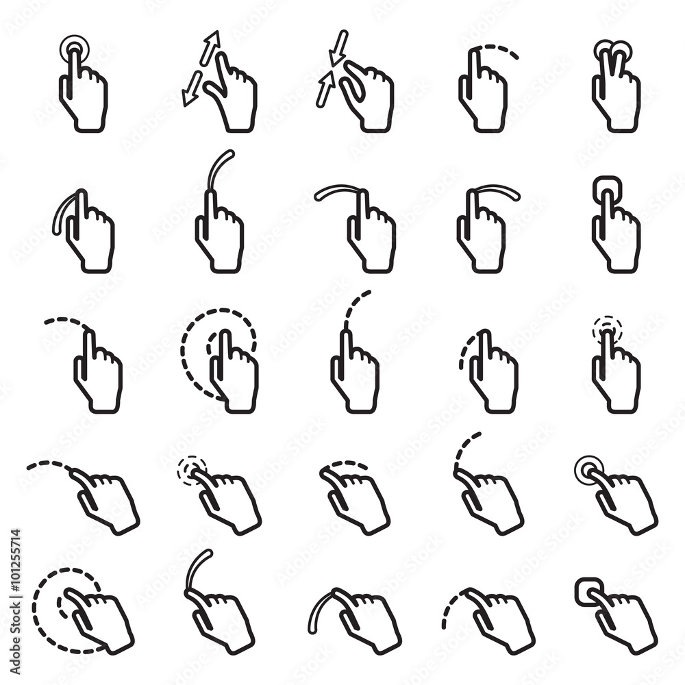 Touch screen icon set. Vector eps10. Touch screen icon set. Vector eps10.