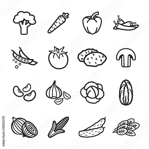 Vegetables icon set. Vector eps 10.