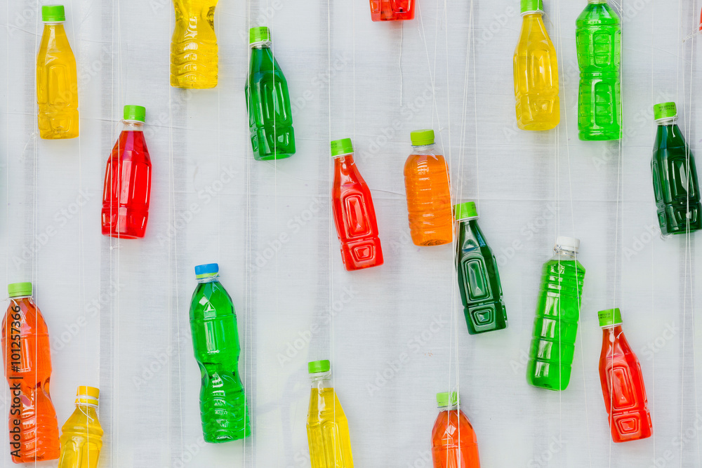 Color water in the translucent plastic bottle Color water in the translucent plastic bottle
