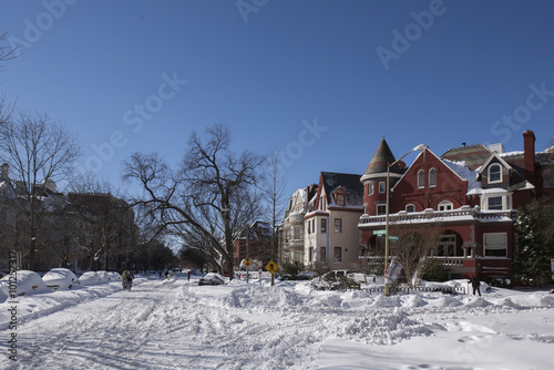 Snow covered streets and homes © faustasyan