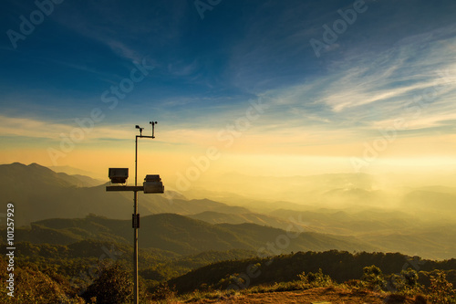 Photos The wind anemometer with landscape.