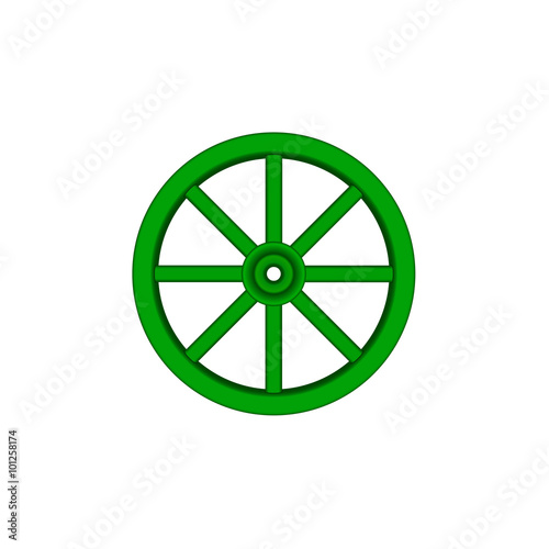 Vintage wooden wheel in green design