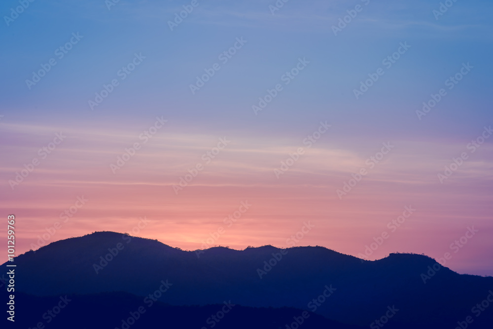 twilight sky and Mountain.