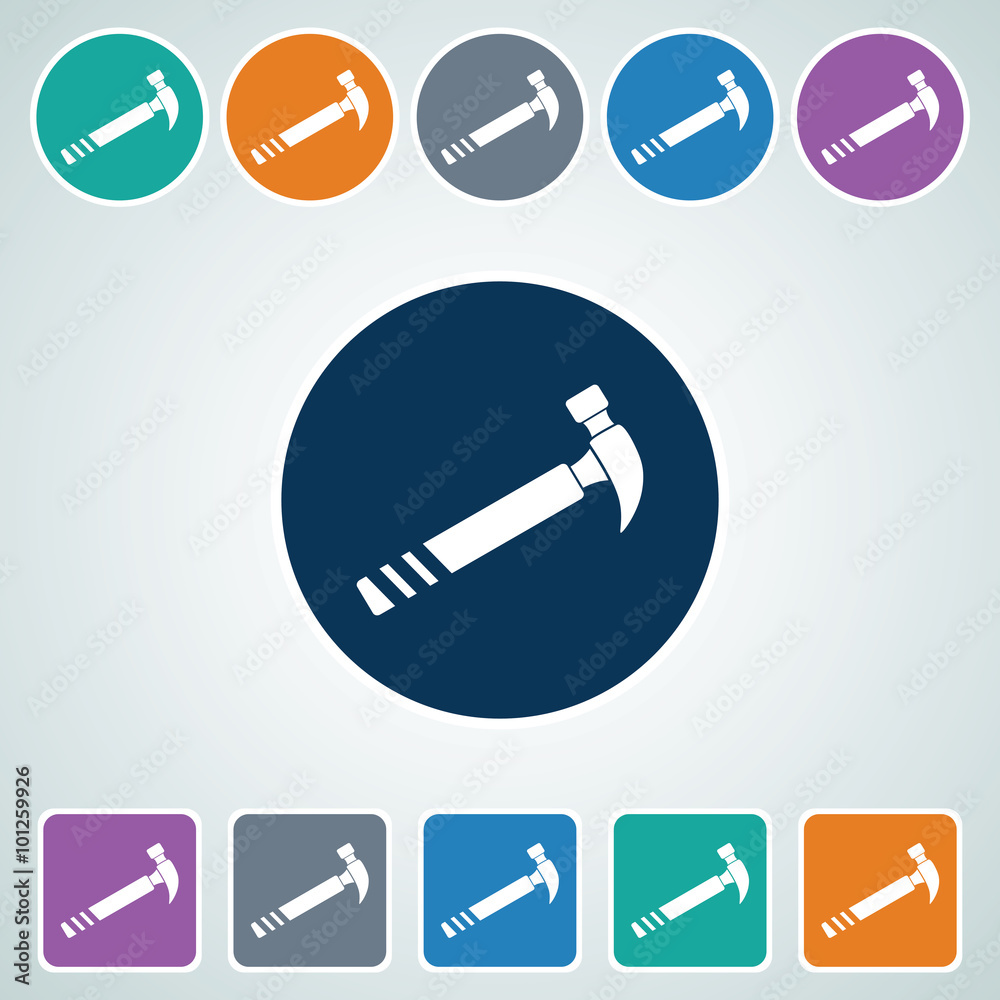 Icon of Hammer in Multi Color Circle & Square Shape. Eps-10. Icon of Hammer in Multi Color Circle & Square Shape. Eps-10.
