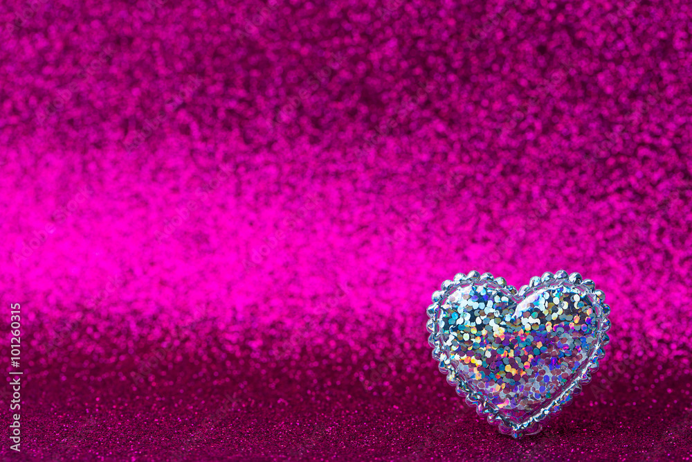 Glitter hearts On pink Sparkle Glitter background. San Valentine