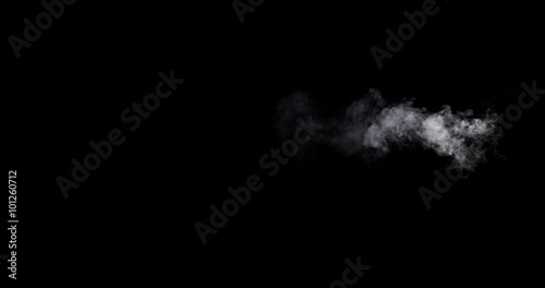 Smoke - 4K - long. Full (no side-cut) smoke cloud over a black background. Totally disappearing. 120 fps Real shot
