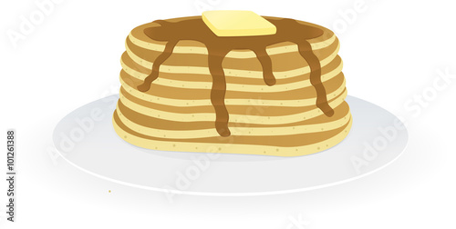 Stack of pancakes with syrup and butter on top