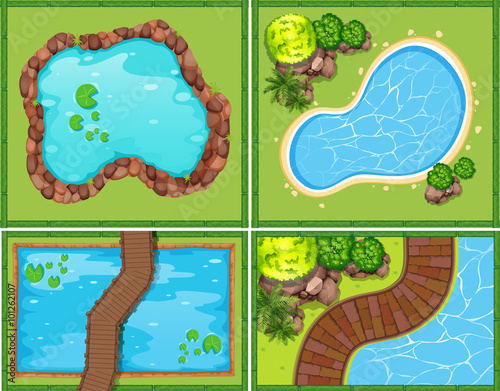 Four scene of pool and pond