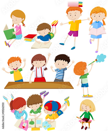 Children doing many activities