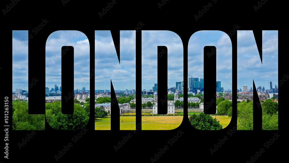 London city built into animated word London London city built into animated word London