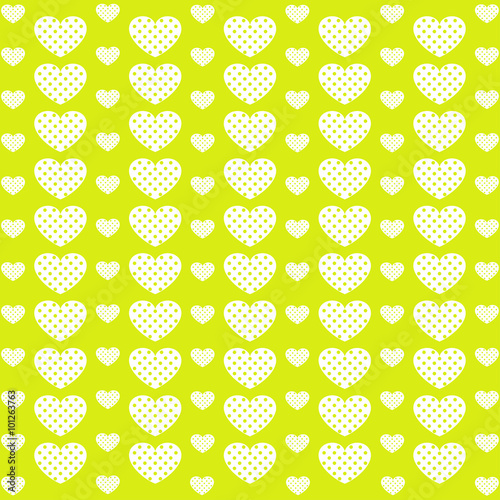 Cute green pattern with hearts