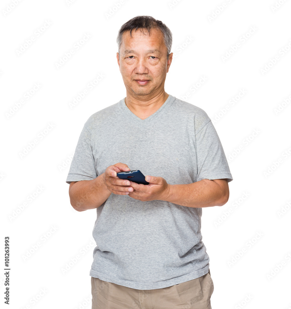 Elderly man use of the mobile phone Elderly man use of the mobile phone