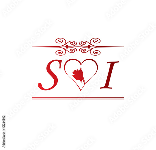 SI love initial red and rose | Adobe Stock