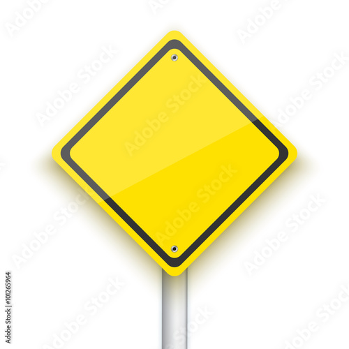 Vector Road Sign. Realistic Vector EPS10 Yellow Isolated Road Si