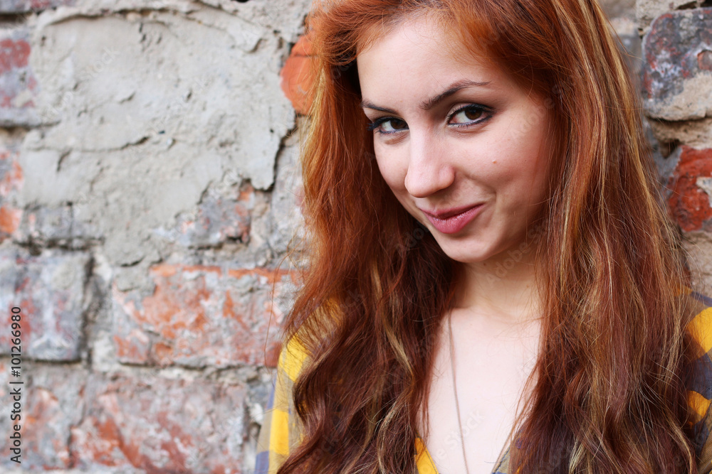 red-haired girl in a hat hipster red-haired girl in a hat hipster