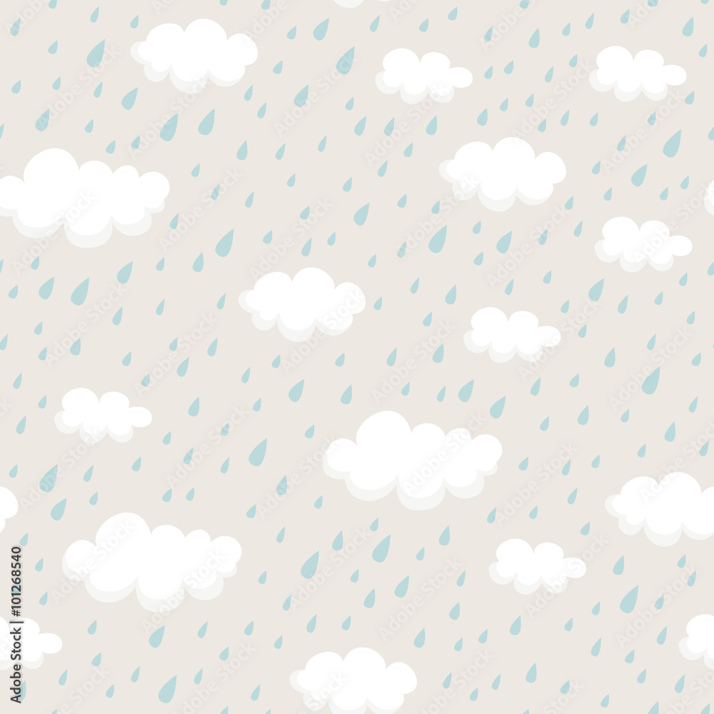 Naklejka seamless pattern with rainclouds and raindrops