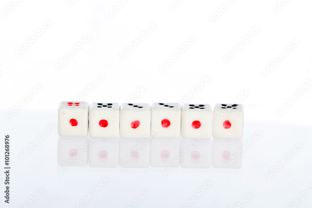 toy dices on white background ,selective focus toy dices on white background ,selective focus