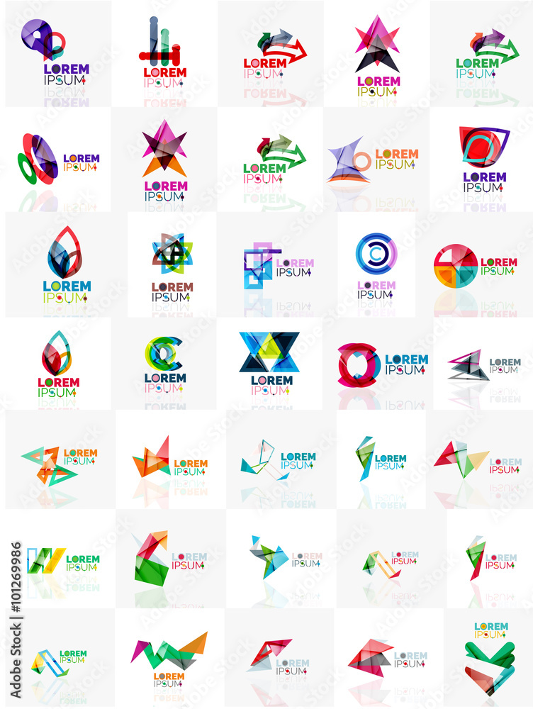 Fototapeta premium Mega set of paper logo abstract geometrical shapes
