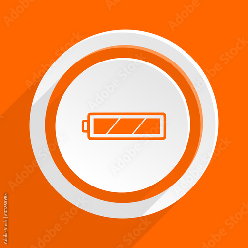 battery orange vector icon