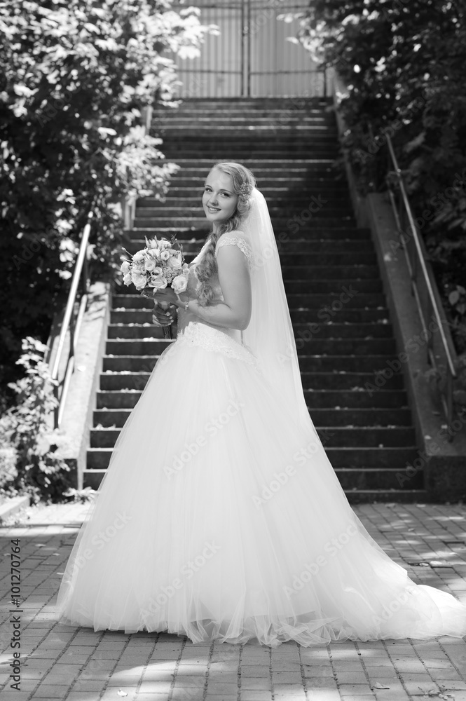 Sweetest feelings. Monochrome portrait of a beautiful bride Sweetest feelings. Monochrome portrait of a beautiful bride