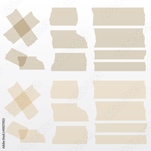 Vector adhesive tapes set. Transparent - tape up object will be see. Eps 10 vector file. 