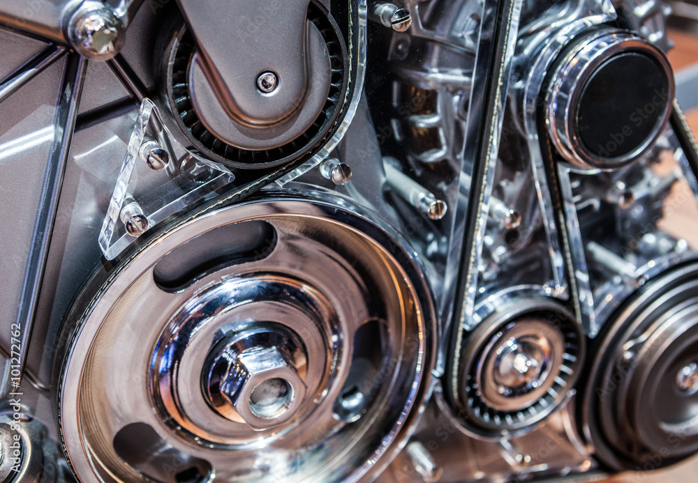 Close up shot of car engine Close up shot of car engine