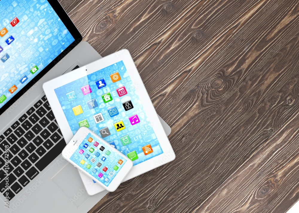 Laptop, phone and tablet pc. Laptop, phone and tablet pc.