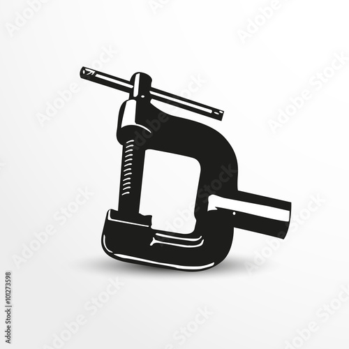 Clamp. Vector illustration. Black and white view.