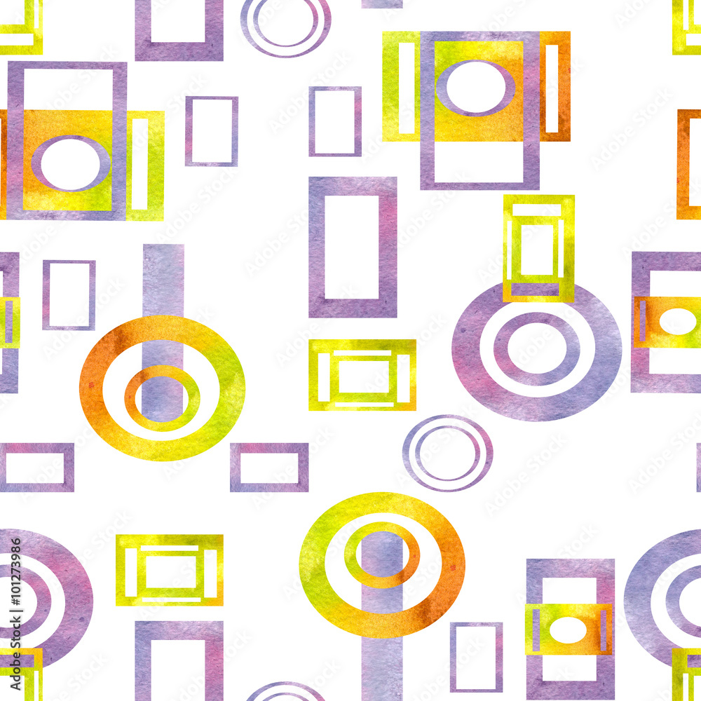 pattern geometric shapes yellow. / Watercolor painting. Can be used for postcards, prints, paper wrapping and design pattern geometric shapes yellow. / Watercolor painting. Can be used for postcards, prints, paper wrapping and design