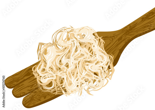 sauerkraut on wooden spoon