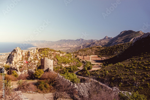 The Lower Ward of St. Hilarion Castle as seen from the castle it photo