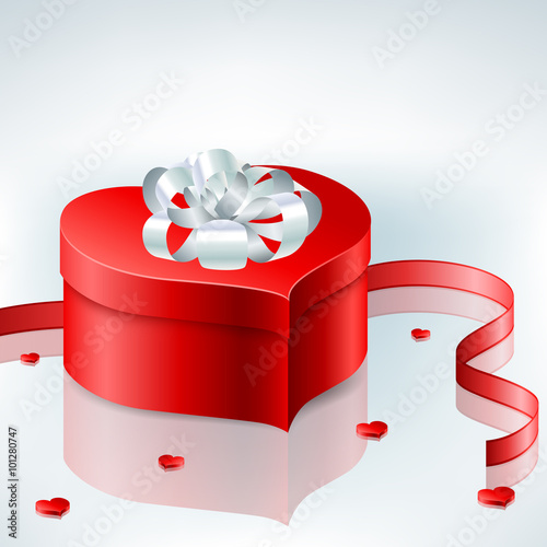 Heart shaped, red gift box for Valentine's Day or other events