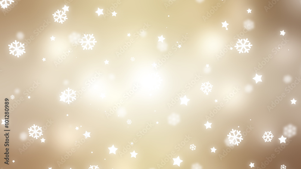 Christmas gold background. The winter background, falling snowfl Christmas gold background. The winter background, falling snowfl