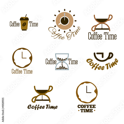 Set of coffee time logo design. 