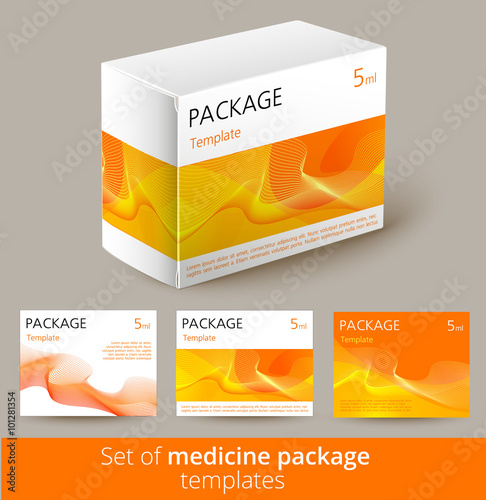 Set of medicine package design with 3d-template. 