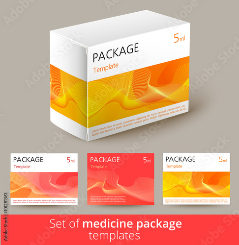 Set of medicine package design with 3d-template. 