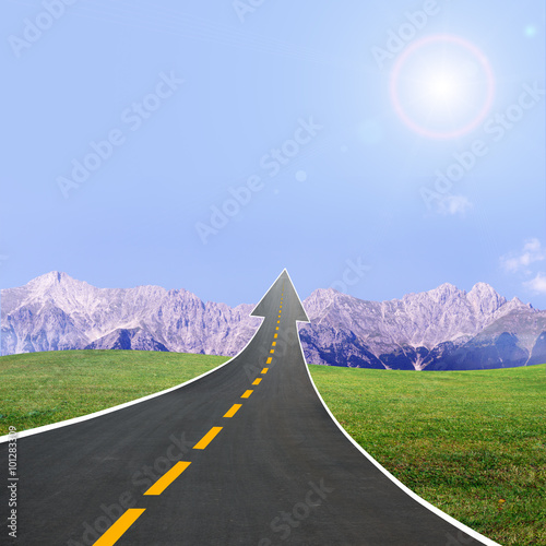 Highway road going up llike arrow photo