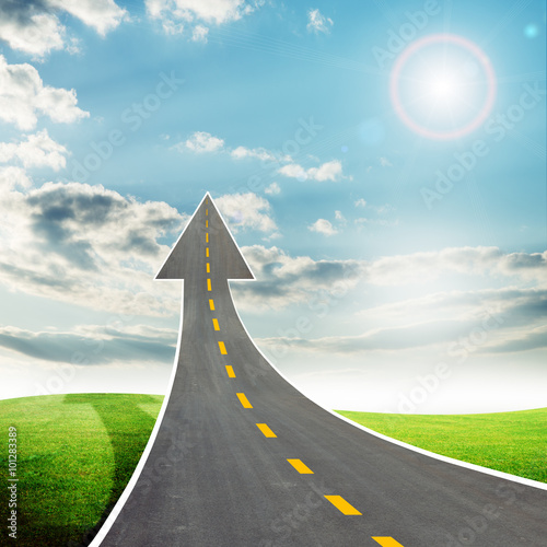 Highway road going up llike arrow photo