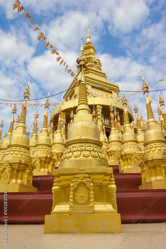 golden pagoda at watpasawangboon temple, Saraburi province,Thail