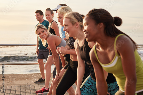 Group of racers at the starting line photo