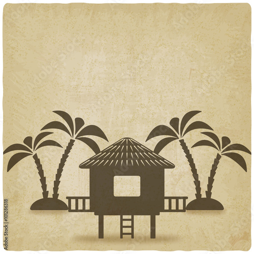 bungalow with palm trees