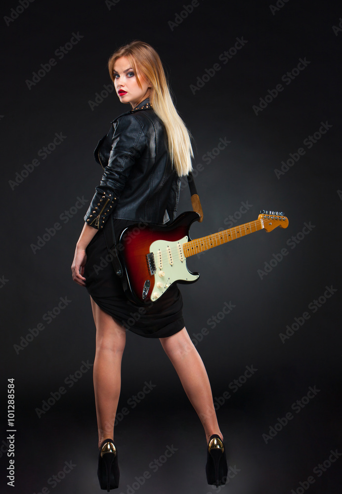Fototapeta premium The beautiful girl with guitar