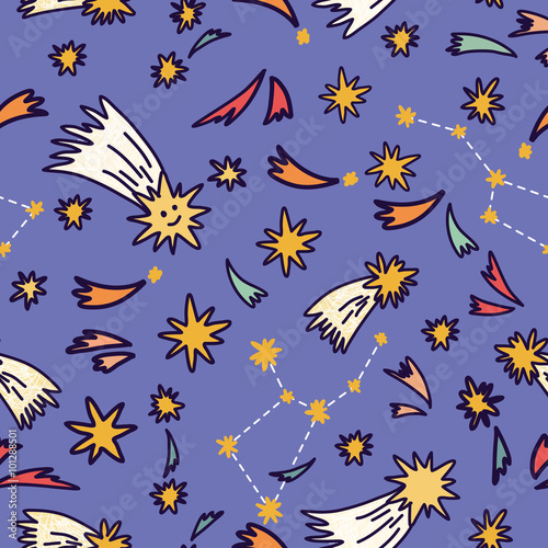 Seamless pattern with stars. It can be used for desktop wallpaper or frame for a wall hanging or poster for pattern fills  surface textures  web page backgrounds  textile and more. Space background