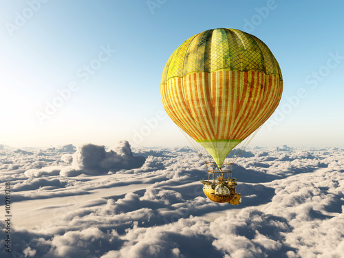 Fantasie Heißluftballon über den Wolken