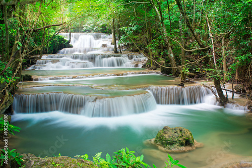 Huay Mae Khamin waterfall in tropical fprest  Thailand 