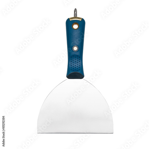 New putty knife isolated on white  photo